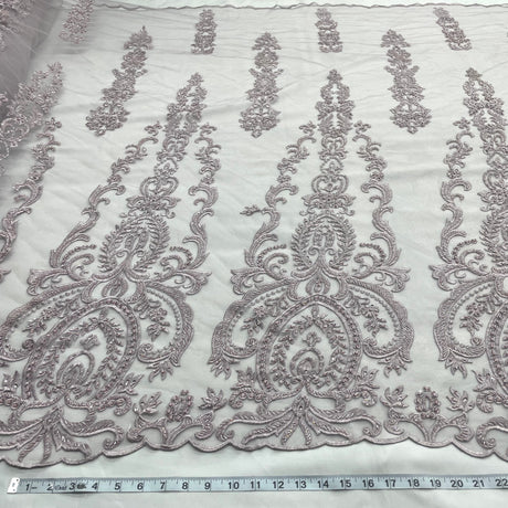 Beaded Lace Fabric on Polyester Net Mesh