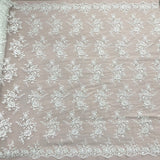 Corded Floral Lace Fabric - Scalloped Edges, 53" Width (1 Yard)