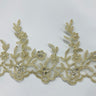 Beaded Corded Lace Trim on Polyester Mesh, 5.5"