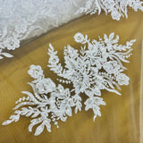 Beaded Corded Bridal Lace Fabric