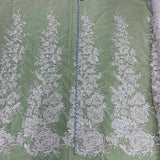 Beaded Lace Fabric Embroidered on Polyester Net Mesh 52"