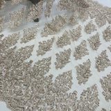 Beaded Lace Fabric on Polyester Net Mesh 50"