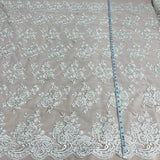 Embroidered Corded Bridal Lace White
