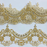Beaded Corded Lace Trimming White