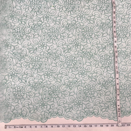 Corded Bridal Lace Fabric Embroidered Net Mesh