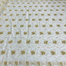 1 Yard Elegant Beaded and Corded Bridal Lace Fabric Embroidered on 100% Polyester Net Mesh White