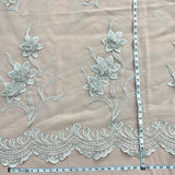 1 Yard Beaded 3D Floral Lace Fabric Embroidered on Polyester Net Mesh – 52"