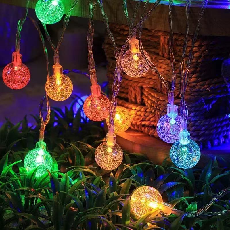 Black/White Wire 30 LED Bubble Globe String Lights Holiday Decor