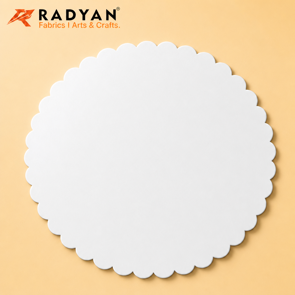 RADYAN 2mm Thick Food Grade Cake Board Waterproof Round Scalloped Cake Tray