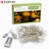 USB LED Curtain String Lights 8 Modes Christmas Window Decor