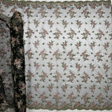 Corded Bridal Lace Fabric on Polyester Net Mesh