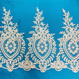 Corded Lace Trim Embroidered Polyester Net Mesh 13"
