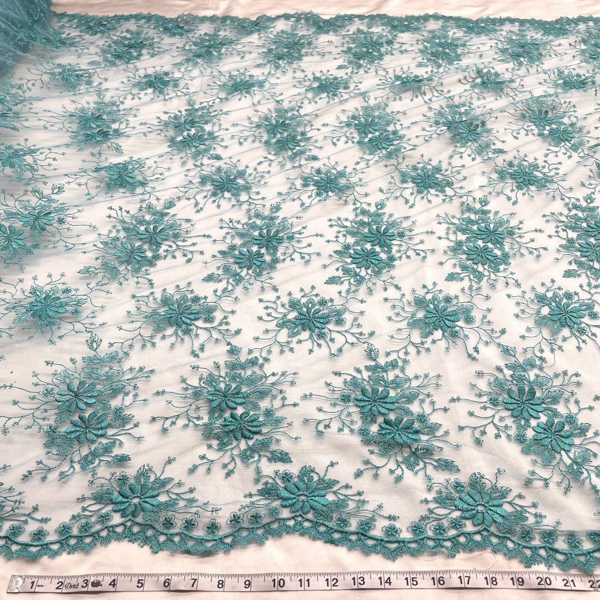 Embroidered Floral Lace Fabric 100% Polyester Net Mesh 52"