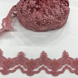 Beaded Corded Lace Trim on Net Mesh
