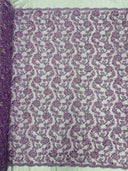 Pamela Floral Lace Polyester Fabric - Floral Corded Embroidered Sequin Lace, 50-54" Width (1 Yard)