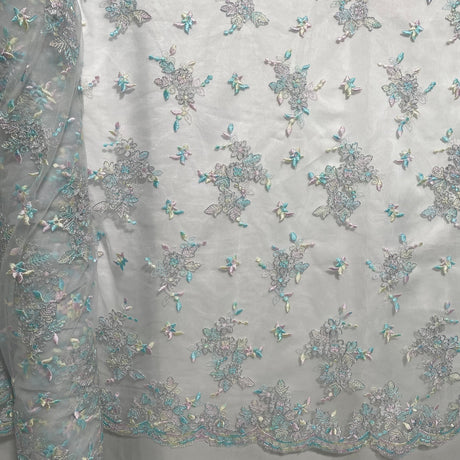 Corded Bridal Lace Fabric 100% Polyester Net Mesh