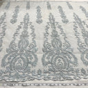 Beaded Lace Fabric on Polyester Net Mesh