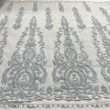 Beaded Lace Fabric on Polyester Net Mesh