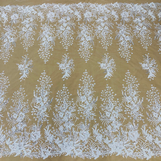 Beaded Lace Fabric Embroidered on 100% Polyester Net Mesh – Lace USA