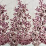 3D Floral Beaded Lace Fabric