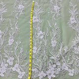 Beaded Embroidered Lace Fabric