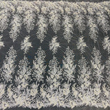 Beaded Lace Fabric on Polyester Net Mesh