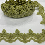 Beaded Corded Lace Trimming 100 Percent Polyester Net Mesh Fabric - Embroidered, 3" Wide, Multiple Colors (1 Yard)