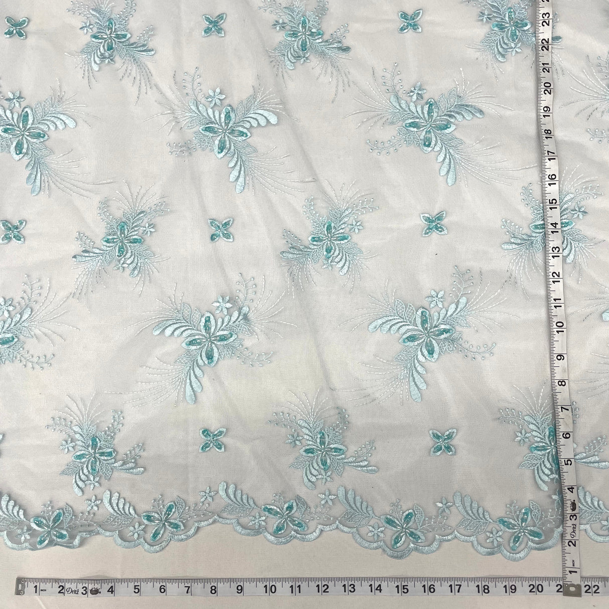 Beaded Embroidered Lace Mesh Fabric