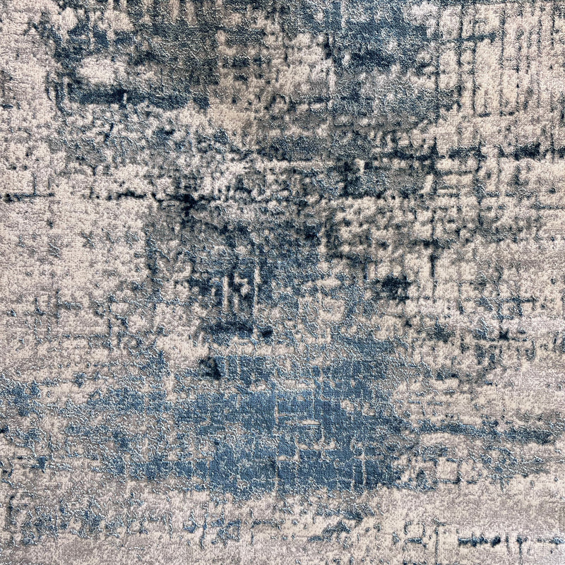 Tess 913 Blue Polyester Area Rug - Blue, Machine Made, Made In Turkey (5' 3" X 7' 4")