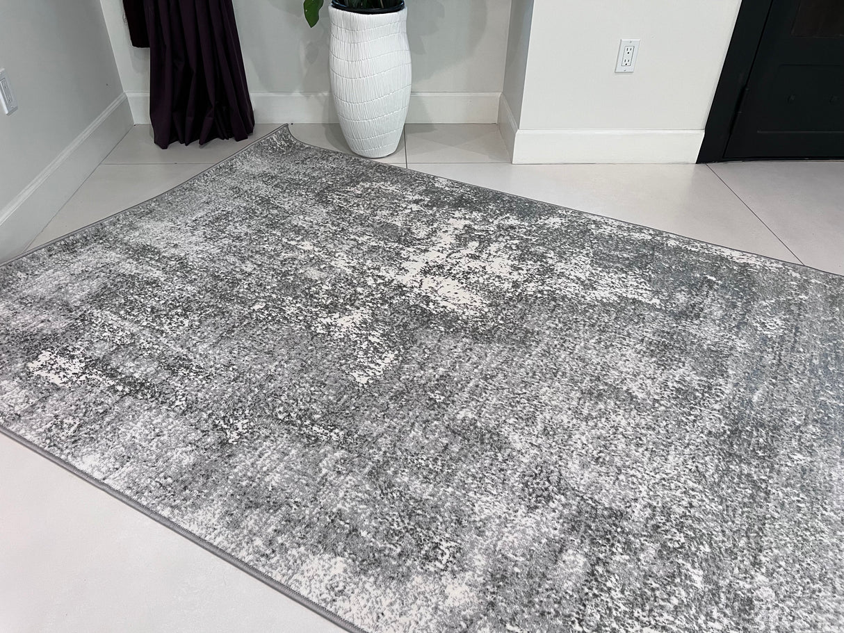 Tess 906 Gray Polyester Area Rug - Gray, TES906 Gray, 5' 3" X 7' 4" (1 Piece)
