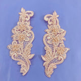 Beaded Lace Applique on Polyester Organza