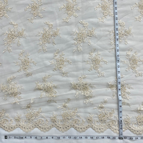 Beaded Corded Bridal Lace Mesh