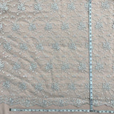 1 Yard Silver Corded Bridal Lace Fabric Embroidered on Polyester Net Mesh for Wedding and Evening Dresses – 52"