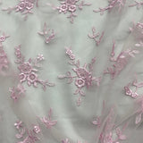 Beaded Lace Fabric on Polyester Net Mesh
