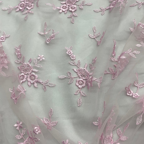 Beaded Lace Fabric on Polyester Net Mesh