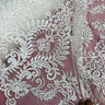 1 Yard Elegant Corded Embroidered Bridal Lace Fabric for Occasion White