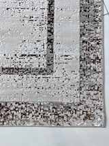 Maximus 245 Polypropylene Polyester Fabric - Silver With Gold Border Design, Color-Changing Flat Weave, 60% Polypropylene 40% Polyester, Power Loom, Made In Turkey (10' X 13')