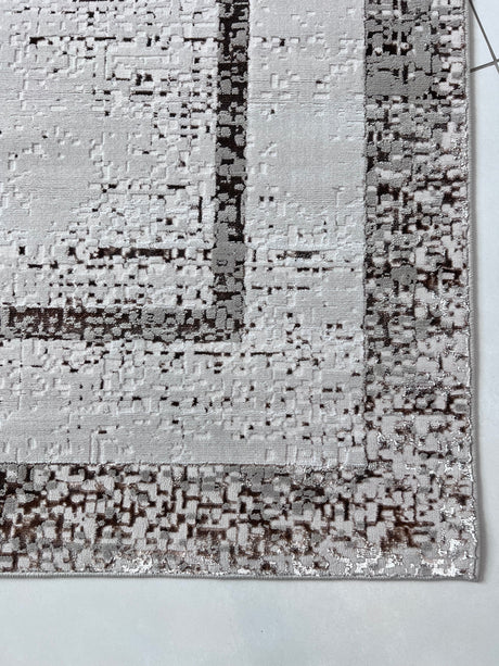 Maximus 245 Polypropylene Polyester Fabric - Silver With Gold Border Design, Color-Changing Flat Weave, 60% Polypropylene 40% Polyester, Power Loom, Made In Turkey (10' X 13')