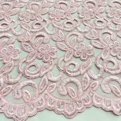Beaded Corded Bridal Lace Fabric 52" Wide