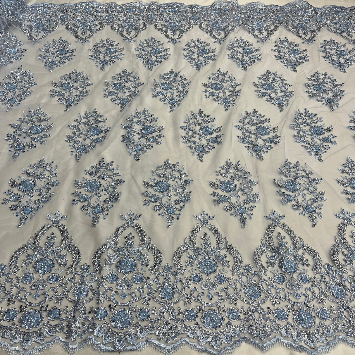 Beaded Corded Bridal Lace Mesh