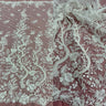 Beaded Corded Bridal Lace Fabric - Gold, Ivory, Silver, White, Embroidered On 100 Percent Polyester Net Mesh, 56" Wide (1 Yard)