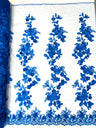 Scarlet 3D Floral Design Lace Fabric - Embroidered Beaded Mesh Lace, Double Scallop, 54" Width (1 Yard)