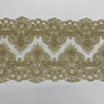 Corded Double Sided Lace Trimming Polyester Fabric - Embroidered Net Mesh, 6.5" Width (1 Yard)