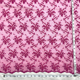 Beaded Lace Fabric Embroidered On 100 Percent Polyester Net Mesh - Fuchsia, Lime Green, Lilac, Silver, Mustard, 53" Width (1 Yard)