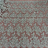 1 Yard Ivory Beaded and Corded Bridal Lace Fabric Embroidered on Polyester Net Mesh 51 Inch Width