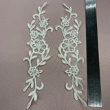 1 Yard Beaded & Corded Lace Applique Embroidered on 100% Polyester Organza Fabric