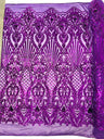 Sea Shell Sequin Damask Polyester Fabric - Iridescent Sequin Damask, 54" Width (1 Yard)