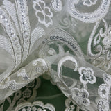 1 Yard Beaded and Corded Bridal Lace Fabric for Elegant Dresses White