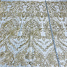 1 Yard Elegant Corded Bridal Lace Fabric Embroidered on Polyester Net Mesh