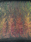 Phoenix Sequin Feather Polyester Fabric - Iridescent Flame Design, 54" Width (1 Yard)